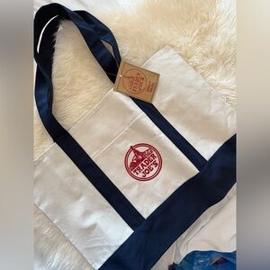 Trader Joe's Navy and White Tote Bag